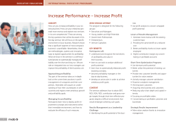Increase Performance &ndash; Increase Profit