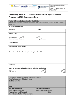 Genetically Modified Organisms and Biological Agents