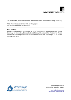 Introduction: What Postcolonial Theory Does Say
