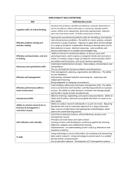 EMPLOYABILITY SKILLS DEFINITIONS Skill Definition/key words