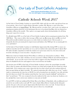 Catholic Schools Week 2017 - Our Lady of Trust Catholic Academy