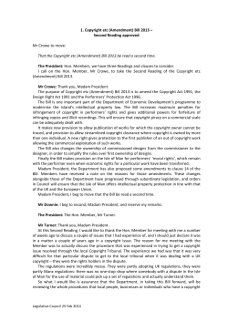1. Copyright etc (Amendment) Bill 2013 &ndash; Second Reading