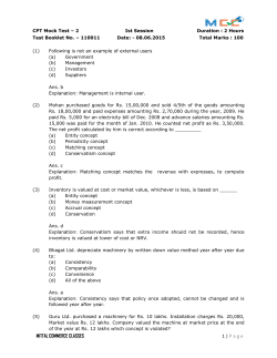 CPT Mock Test &ndash; 2 Ist Session Duration : 2 Hours Test Booklet No