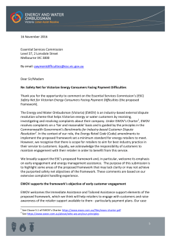 Safety Net for Victorian Energy Consumers Facing Payment Difficulties