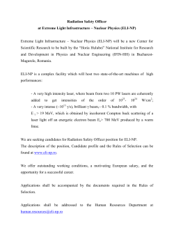 Radiation Safety Officer at Extreme Light Infrastructure - ELI-NP