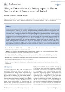 Lifestyle Characteristics and Dietary impact on