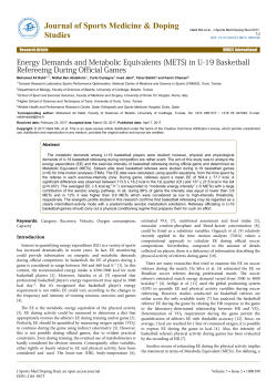 Energy Demands and Metabolic Equivalents (METS) in U