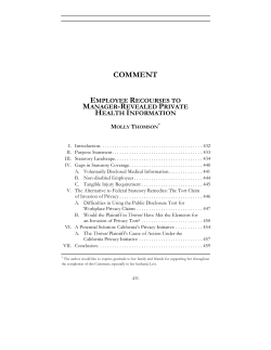 Employee Recourses to Manager-Revealed Private Health Information