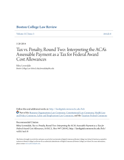 Tax vs. Penalty, Round Two - Digital Commons @ Boston College