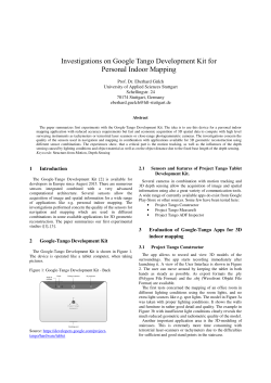 Investigations on Google Tango Development Kit for