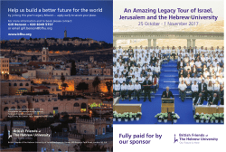 An Amazing Legacy Tour of Israel, Jerusalem and the Hebrew