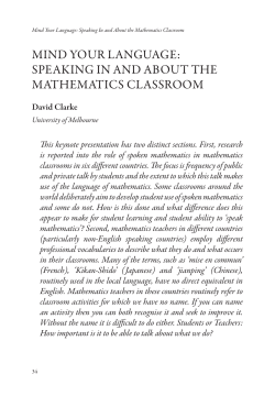 MIND YOUR LANGUAGE: SPEAKING IN AND ABOUT THE