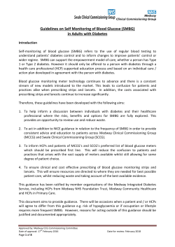 Blood Glucose meter policy for use in primary and
