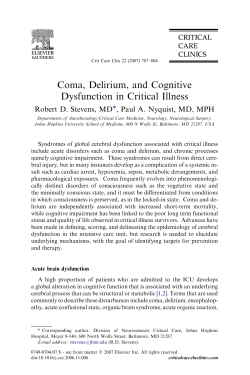 Coma, Delirium, and Cognitive Dysfunction in Critical Illness