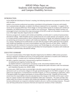 aHEad White Paper on Students with Intellectual disabilities and