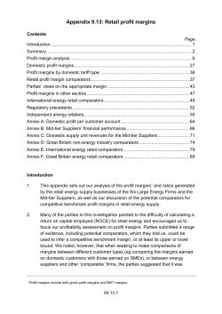 FR Appendix 9.13: Retail profit margins