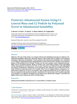 Posterior Atlantoaxial Fusion using C1 Lateral Mass and C2 Pedicle