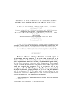 THE EFFECT OF PLASMA TREATMENT OF SEEDS OF SOME