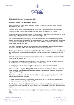 EMBARGOED: Monday 28 September 2015 New name in play: The