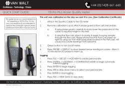 QUICK START GUIDE: YSI Pro Plus Water Quality Meter
