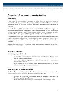 Queensland Government indemnity guideline