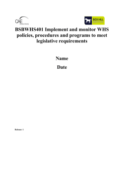 BSBWHS401 Implement and monitor WHS policies