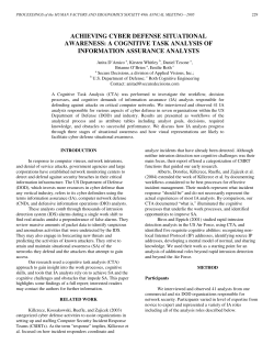 Achieving Cyber Defense Situational Awareness: A Cognitive Task