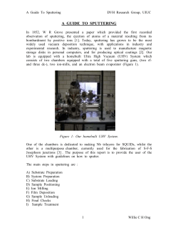 SFS Sputtering System Operating Instructions