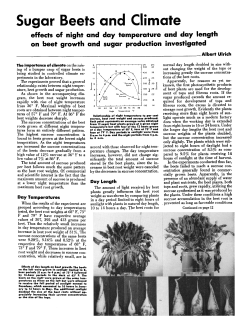 Sugar Beets and Climate