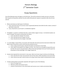 Honors Biology 2 Semester Exam Essay Questions