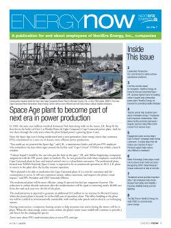 Inside This Issue Space Age plant to become part of next era in