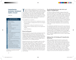 Comprehension Instruction: Intentional, Explicit, Focused