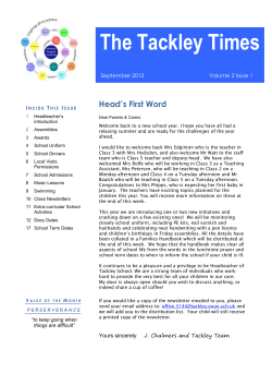 Head`s First Word - Tackley Church of England Primary School