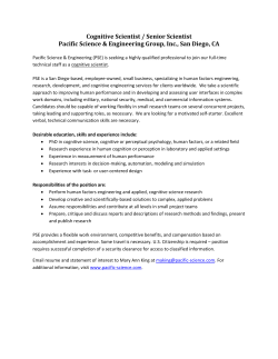 Cognitive Scientist / Senior Scientist Pacific Science