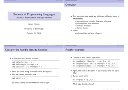 Elements of Programming Languages Overview Consider the