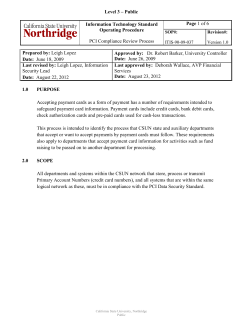 PCI Compliance Review Process - California State University