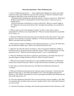 Discussion Questions&ndash;Mary Wollstonecraft