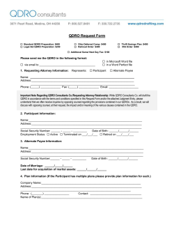 Standard QDRO Preparation: fee = $400