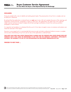 OREA Form 310 - Buyer Customer Service Agreement