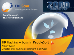 ERPScan * invest in security to secure investments PeopleSoft DoS