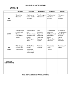spring season menu week # 1 - Rural Roots Children`s Centre