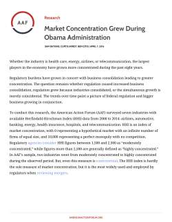 Market Concentration Grew During Obama Administration