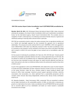 GVK CSIA receives Airport Carbon Accreditation Level