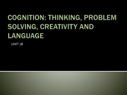 Unit 7B - Cognition: Thinking, Problem Solving, Creativity and