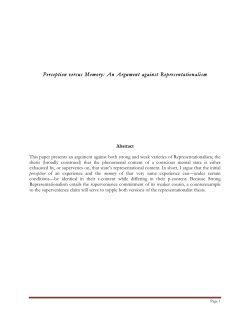 Perception versus Memory: An Argument against Representationalism