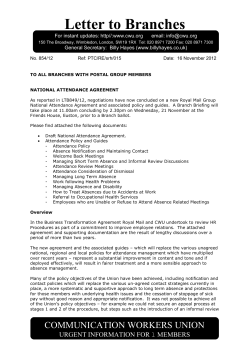 New Attendance procedure - CWU, North East Region, North East