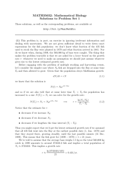 MATH35032: Mathematical Biology Solutions to Problem Set 1