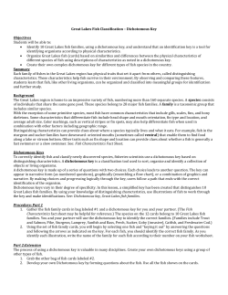 Great Lakes Fish Classification &ndash; Dichotomous Key Objectives