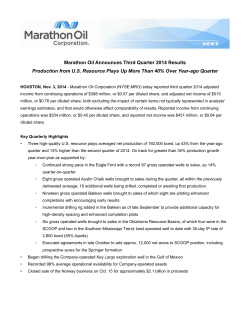 Marathon Oil Announces Third Quarter 2014 Results Production