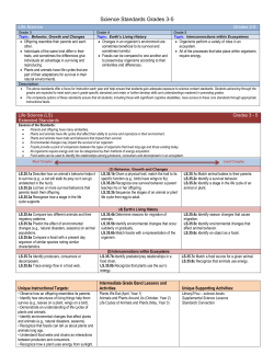 Science Standards Grades 3-5 Life Science Grades 3
